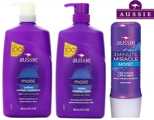 Kit Aussie Mega Moist Shampoo Cond 865ml 3 Minute